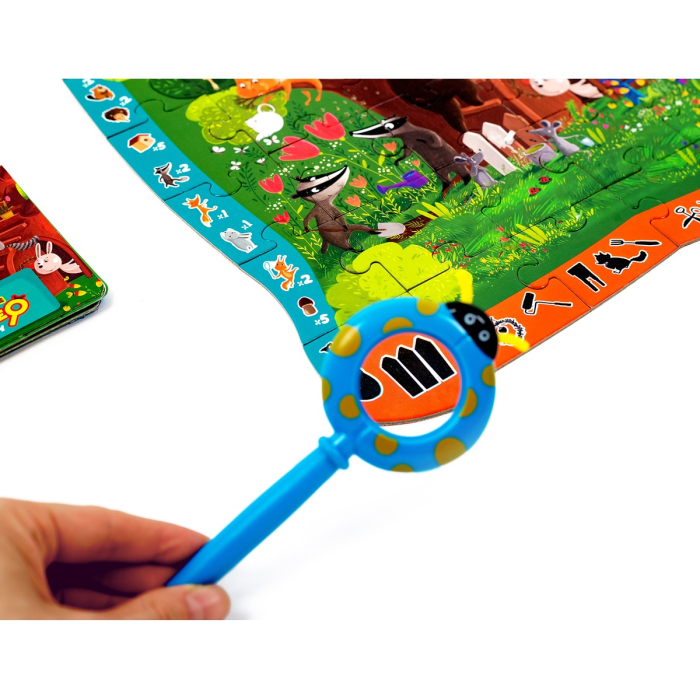 Puzzle copii detectiv Pădurea Magică cu lupă, 54 piese XXL | Roter Käfer | copii mici 3+ ani [6]
