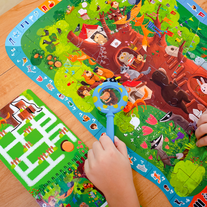 Puzzle copii detectiv Pădurea Magică cu lupă, 54 piese XXL | Roter Käfer | copii mici 3+ ani [3]