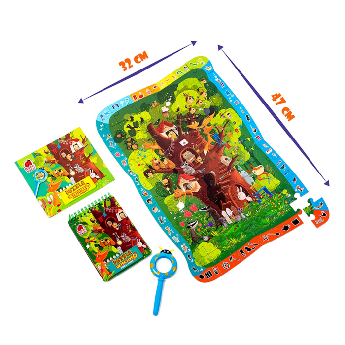 Puzzle copii detectiv Pădurea Magică cu lupă, 54 piese XXL | Roter Käfer | copii mici 3+ ani [2]