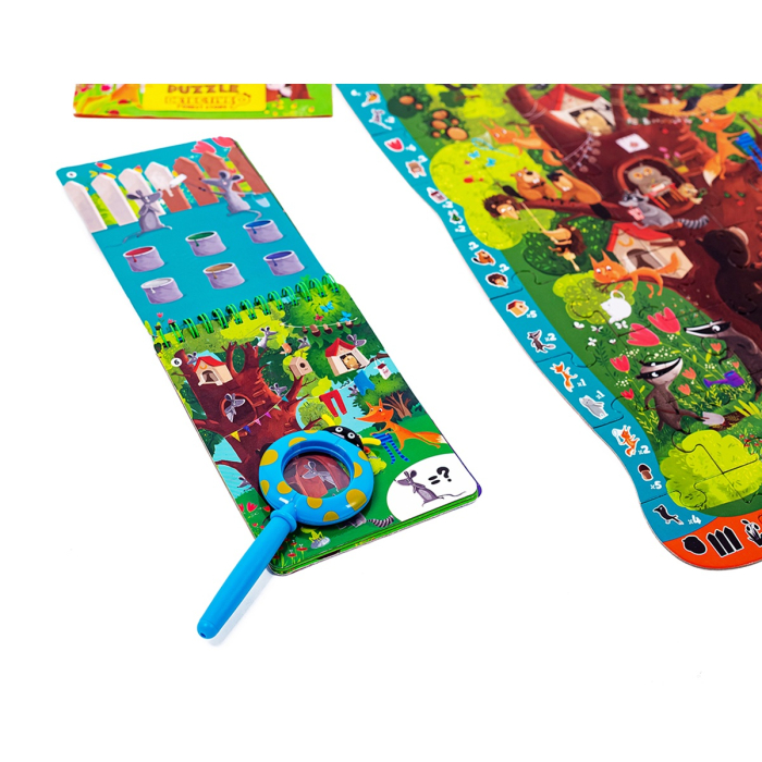 Puzzle copii detectiv Pădurea Magică cu lupă, 54 piese XXL | Roter Käfer | copii mici 3+ ani [7]