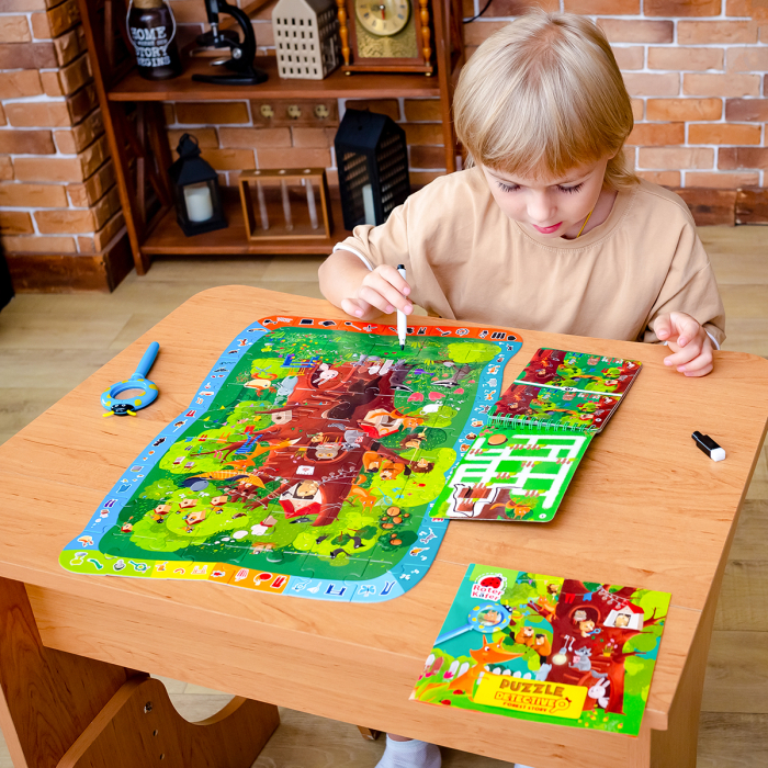 Puzzle copii detectiv Pădurea Magică cu lupă, 54 piese XXL | Roter Käfer | copii mici 3+ ani [5]