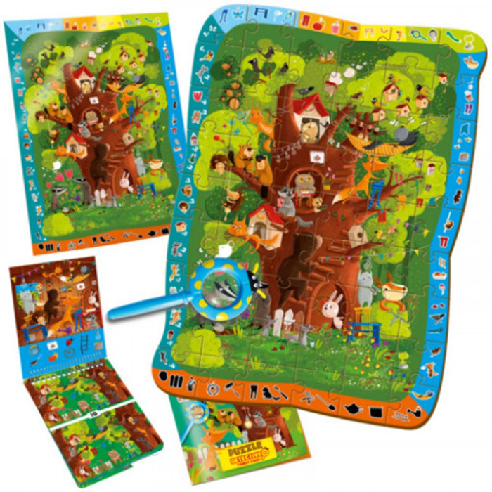 Puzzle copii detectiv Pădurea Magică cu lupă, 54 piese XXL | Roter Käfer | copii mici 3+ ani [8]