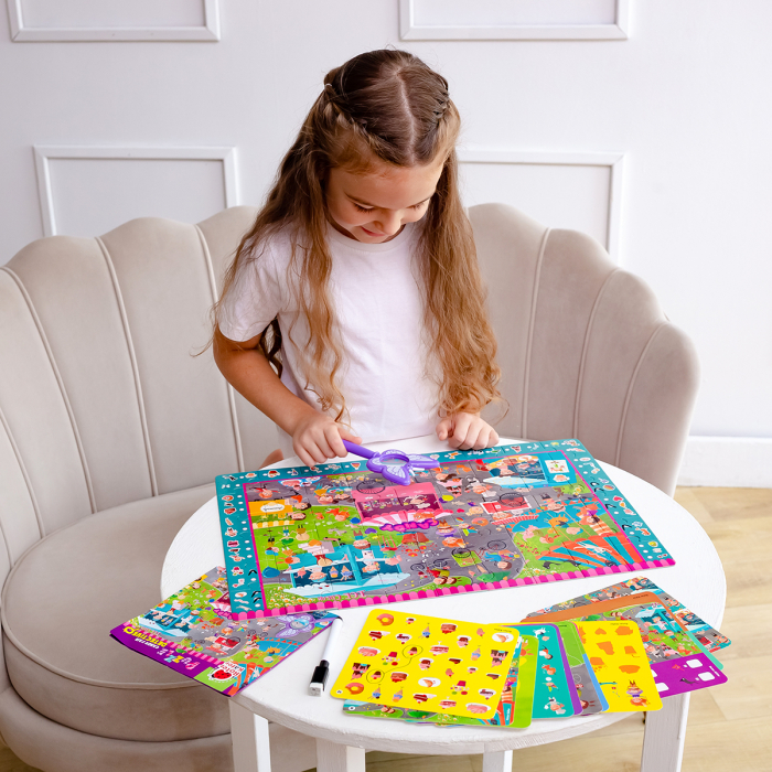 Puzzle detectiv copii 54 piese – Candy Fair (Târgul Dulciurilor) + lupă | Roter Käfer | copii mici 3+ ani [4]