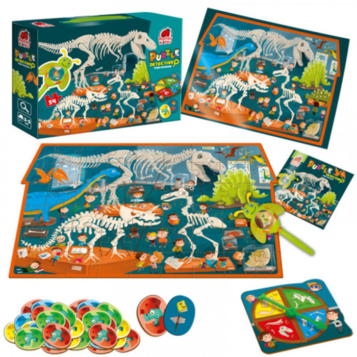 Puzzle detectiv copii Muzeul Dinozaurilor 54 piese + lupă și joc educativ | Roter Käfer | copii mici 3+ ani [2]