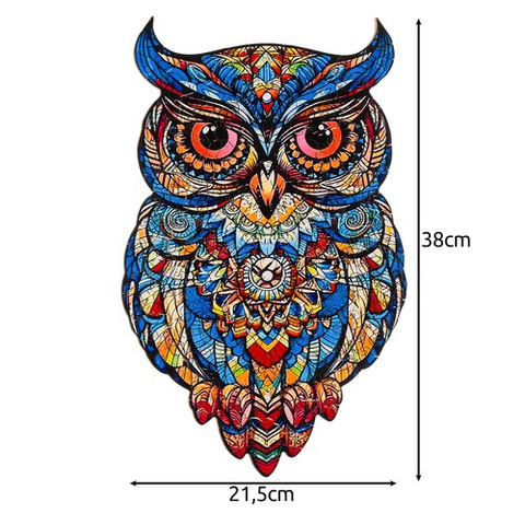 Puzzle din lemn „Bufniță colorată” – 177 piese, design artistic, premium | KRUZZEL [2]