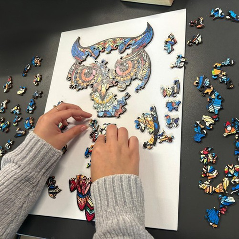 Puzzle din lemn „Bufniță colorată” – 177 piese, design artistic, premium | KRUZZEL [7]