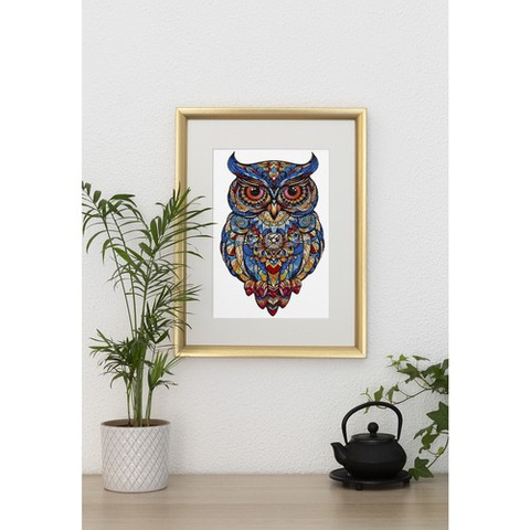 Puzzle din lemn „Bufniță colorată” – 177 piese, design artistic, premium | KRUZZEL [10]