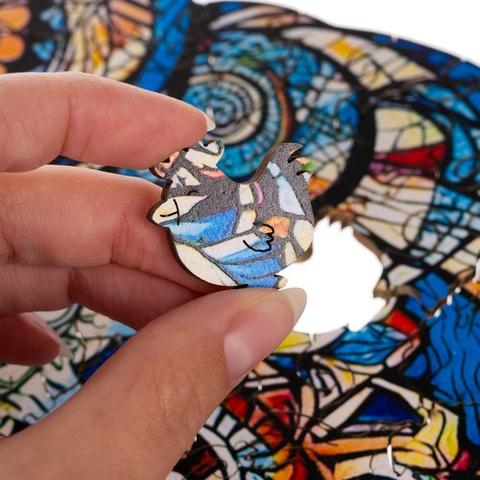 Puzzle din lemn „Bufniță colorată” – 177 piese, design artistic, premium | KRUZZEL [3]