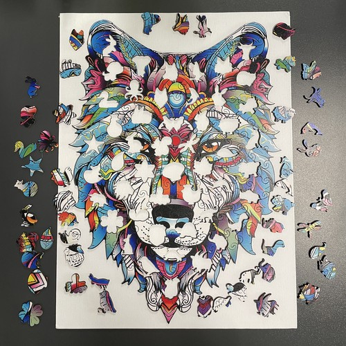 Puzzle din lemn „Lup colorat” – 170 piese, design artistic, premium | KRUZZEL [5]