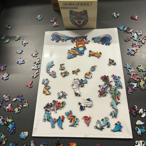 Puzzle din lemn „Lup colorat” – 170 piese, design artistic, premium | KRUZZEL [6]