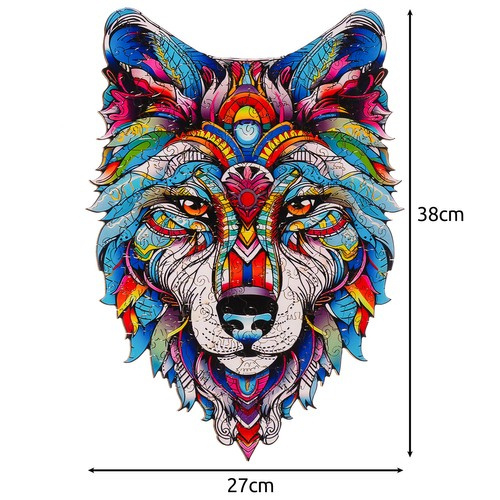 Puzzle din lemn „Lup colorat” – 170 piese, design artistic, premium | KRUZZEL [2]
