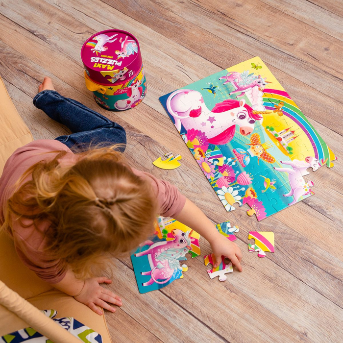 Puzzle maxi copii 2 în 1 Unicorni, în găletușă – 48×33 cm | Roter Käfer | 3+ ani [6]