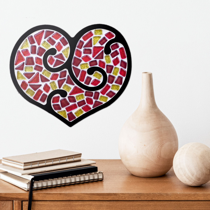 SET CREATIV MOZAIC "INIMA ABSTRACTA” – mozaic din sticlă pe bază MDF, MOSAARO [2]