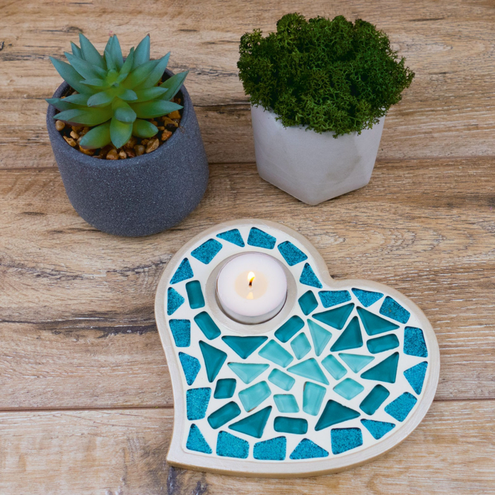 SET CREATIV MOZAIC „INIMA” – suport lumânare din MDF cu mozaic din sticlă | Mosaaro [2]