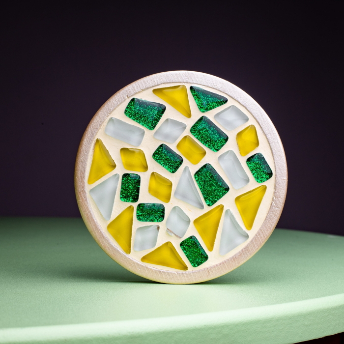 SET CREATIV MOZAIC „Suport rotund pentru ceașcă” – mozaic din sticlă pe bază MDF | Mosaaro [3]