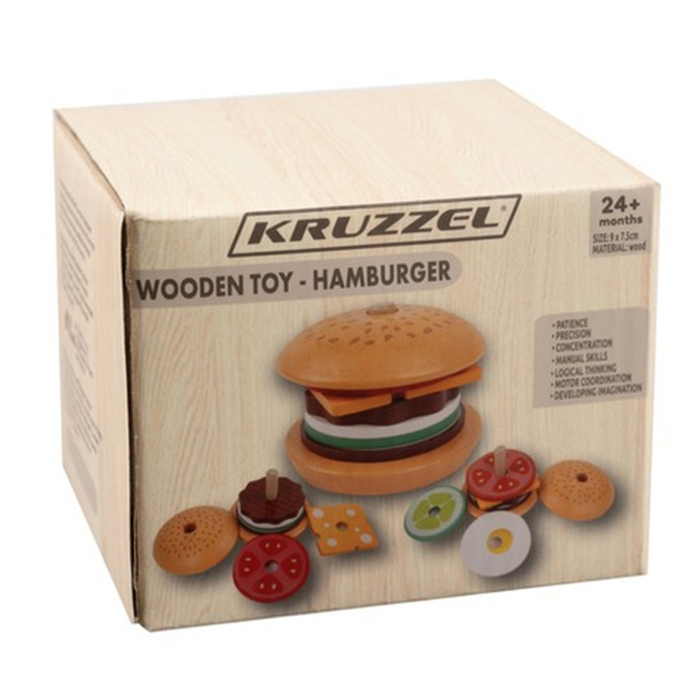SET HAMBURGER CU 10 CARDURI DE COMENZI, JUCARIE EDUCATIVA DIN LEMN [3]