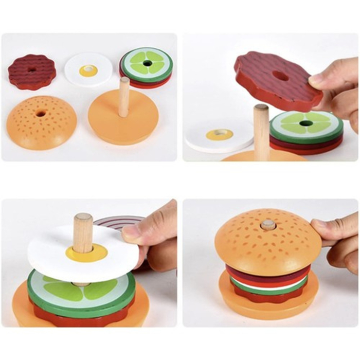 SET HAMBURGER CU 10 CARDURI DE COMENZI, JUCARIE EDUCATIVA DIN LEMN [5]
