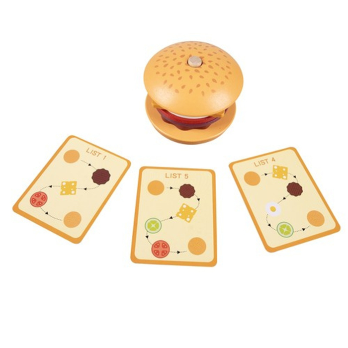 SET HAMBURGER CU 10 CARDURI DE COMENZI, JUCARIE EDUCATIVA DIN LEMN [6]