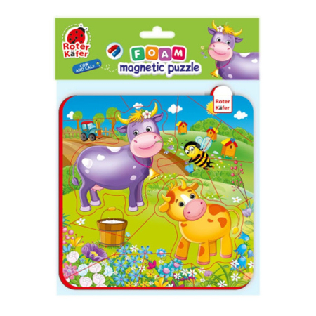 PRIMELE MELE PUZZLE-URI - Puzzle magnetic din spumă Văcuțele 17 piese | Roter Käfer | 3+ ani