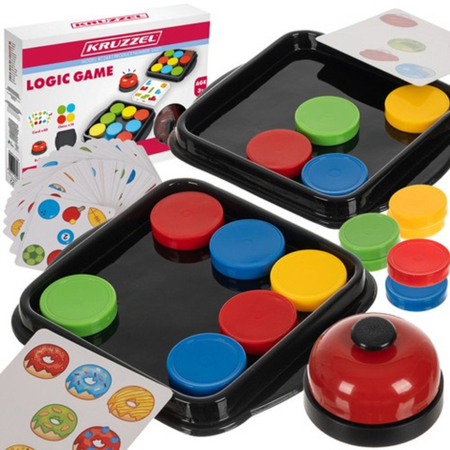 JOCURI DE SOCIETATE - Joc logic KRUZZEL – Logic Game cu discuri colorate și sonerie, joc educativ pentru copii și familie