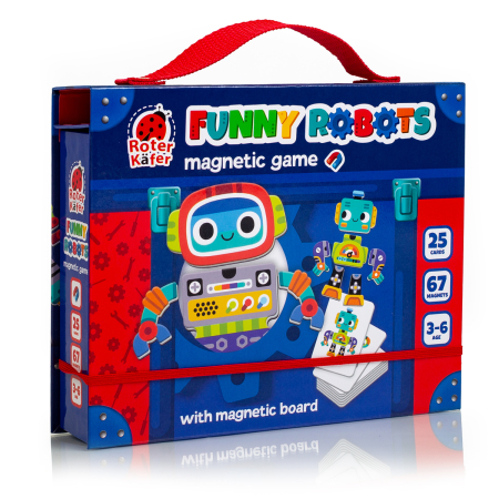 PUZZLE-URI - Joc magnetic Funny Robots cu planșă – roboți amuzanți | Roter Käfer | copii 3–6 ani
