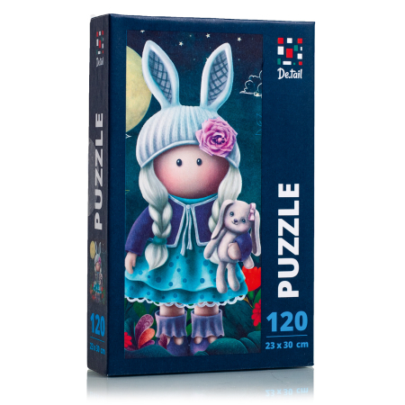PUZZLE-URI CLASICE - Puzzle 120 piese – fetița cu urechi de iepuraș (23x30 cm) | De.tail | 6+ ani