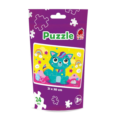 PRIMELE MELE PUZZLE-URI - Puzzle copii 24 piese – Pisicuța curcubeu, 21x30 cm (Roter Käfer), 3+ ani