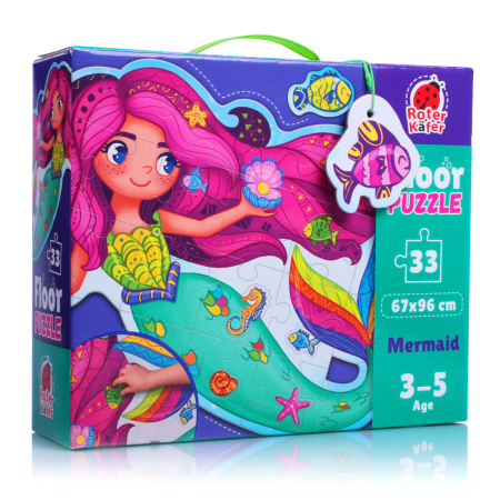 PUZZLE-URI PODEA - Puzzle de podea Sirenă – 33 piese, 67×96 cm, Roter Käfer, copii 3–5 ani