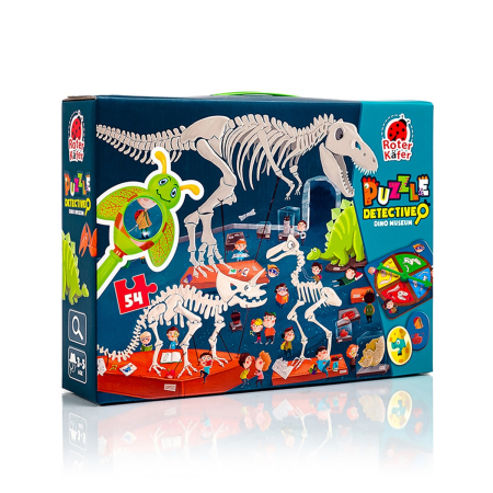 PUZZLE-URI - Puzzle detectiv copii Muzeul Dinozaurilor 54 piese + lupă și joc educativ | Roter Käfer | copii mici 3+ ani