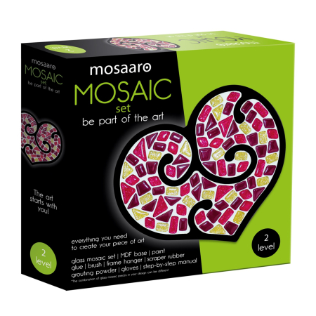 SETURI CREATIVE MOZAIC - SET CREATIV MOZAIC "INIMA ABSTRACTA” – mozaic din sticlă pe bază MDF, MOSAARO