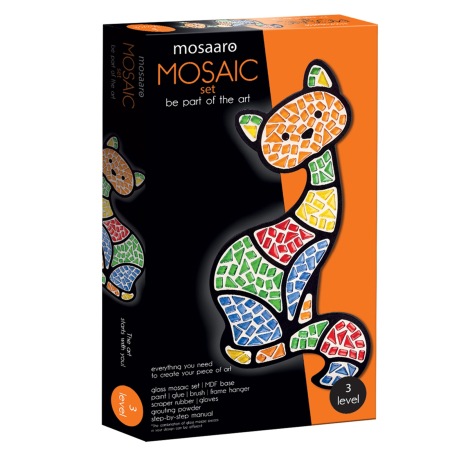 SETURI CREATIVE MOZAIC - SET CREATIV MOZAIC „Pisică” – mozaic din sticlă pe bază MDF, Mosaaro