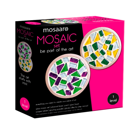SETURI CREATIVE MOZAIC - SET CREATIV MOZAIC „Suport rotund pentru ceașcă” – mozaic din sticlă pe bază MDF | Mosaaro