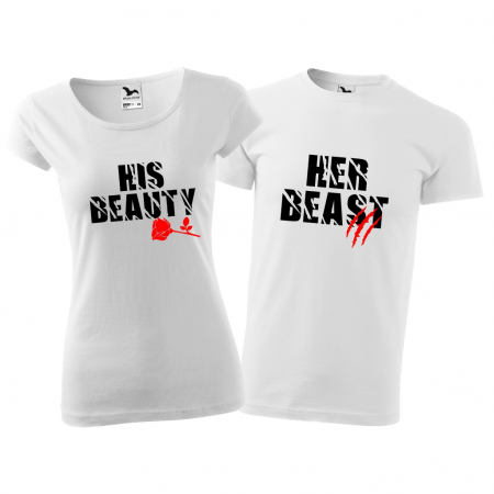 Cupluri - Tricouri cuplu - HER BEAST / HIS BEAUTY