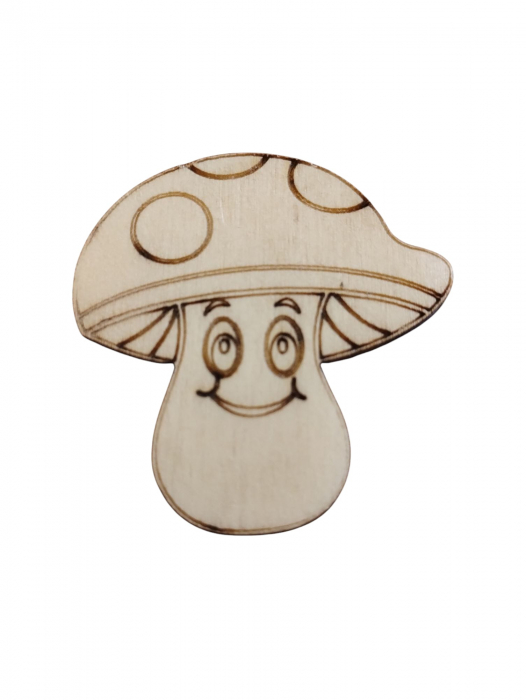 Ciupercă veselă din lemn – figurină decorativă pentru pictură și handmade [1]