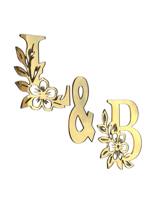 Inițiale pentru nuntă din plexiglas auriu - efect oglindă [2]