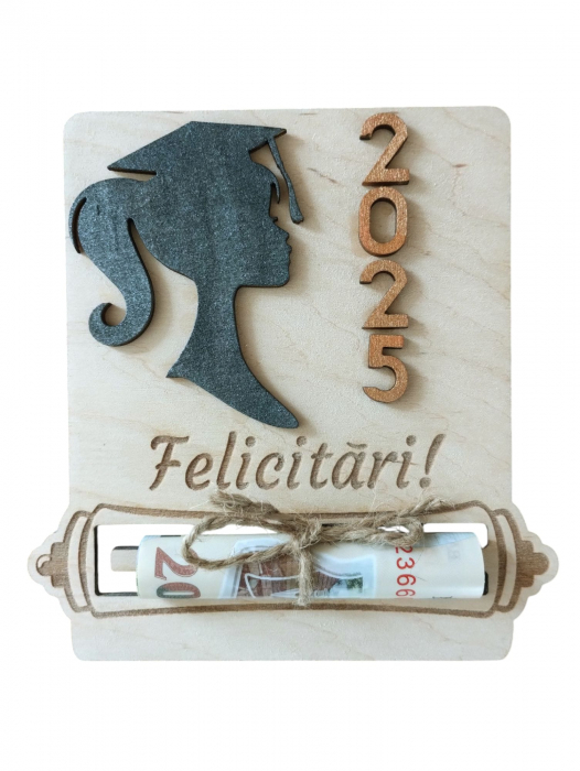 Plachetă din lemn pentru absolvenți 2025 – cadou personalizat, tăiat cu laser [1]