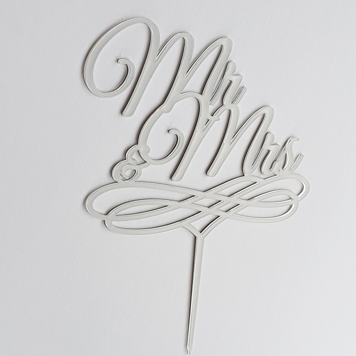 Cake Topper Mr&Mrs din plexiglas Aurie sau Argintie - PGT46 [1]