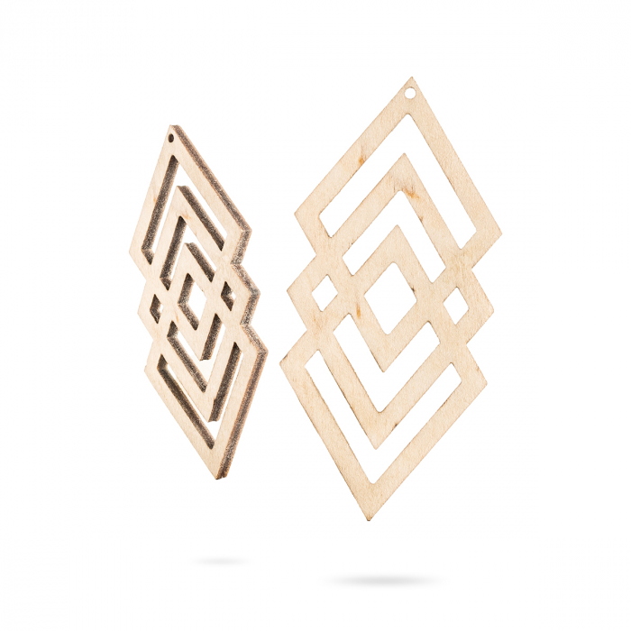 Bază bijuterii din lemn - formă de romb dublu - Wood earrings base F 49 [1]