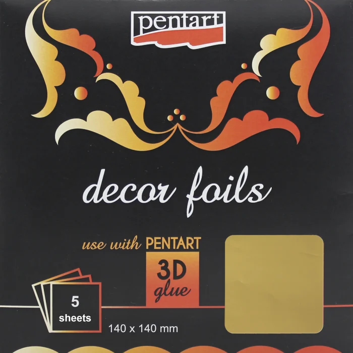 Folie Transfer Metalizat 14×14 cm - Pentart, Efect Metalic pentru Rășină, Lemn și Proiecte DIY [1]