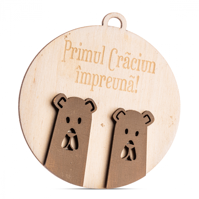 Glob din lemn personalizat, primul crăciun împreună, Ø9cm - SC91 [1]