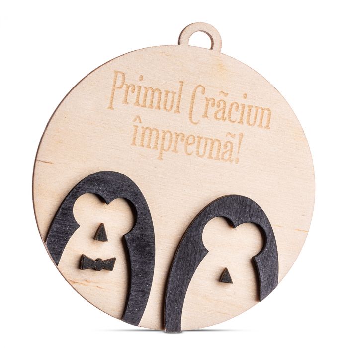 Glob din lemn personalizat, primul crăciun împreună, Ø9cm - SC87 [1]