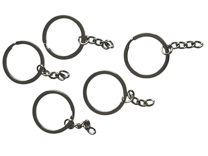 Inel breloc argintiu inchis cu lanț, diametru 2 cm [2]