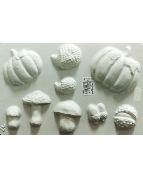 Matriță din plastic – Dovleac, ciupercă, arici, castană – pentru turnat figurine din ipsos, praf ceramic, săpun, piatră lichidă sau beton [1]