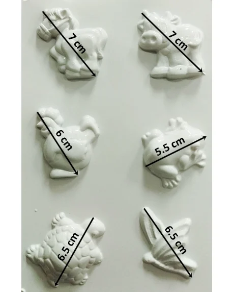 Matriță pentru turnat - Animale (broască, țestoasă, cal, găină, vacă) [2]