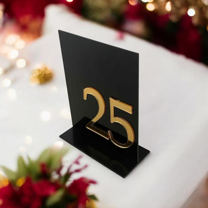 Numere masă plexiglas negru cu auriu oglindă - decor elegant evenimente [5]