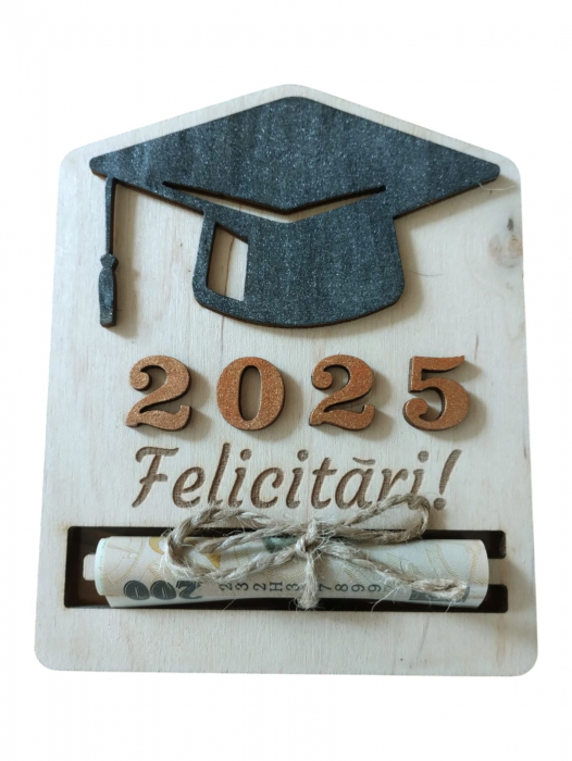 Plachetă din lemn pentru absolvenți 2025 – cadou personalizat, tăiat cu laser [1]