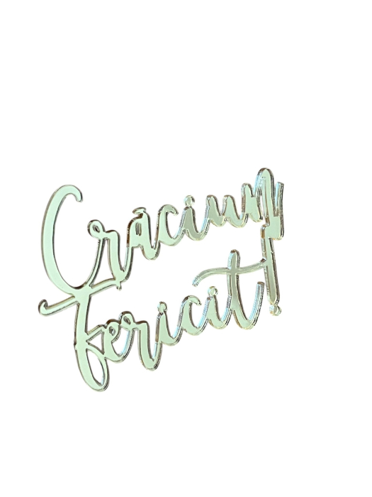 Text „Crăciun Fericit” din plexiglass auriu – decor elegant pentru sărbători [2]