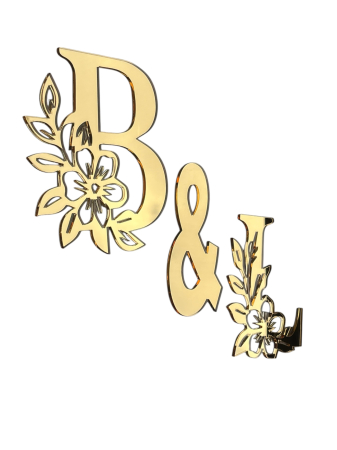 Inițiale pentru nuntă din plexiglas auriu - efect oglindă [2]