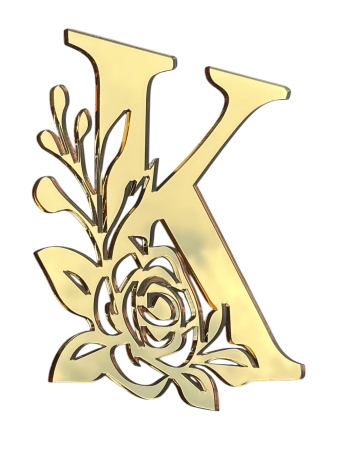 Nuntă - Inițiale pentru nuntă din plexiglas auriu - efect oglindă