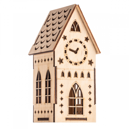 Sărbători - Căsuță de lemn pentru home decor cu led- SC98